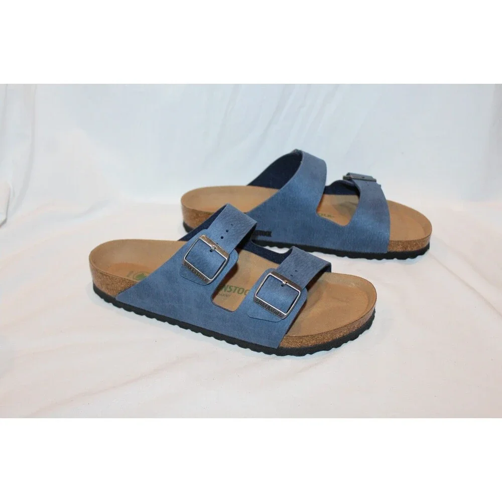 BIRKENSTOCK MEN'S ARIZONA VEGAN LEATHER SANDALS NEW US 12 EU 45 REGULAR BLUE